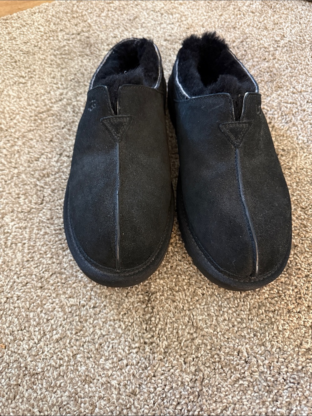 UGG Black Suede Shearling Lined Slip-On Loafers